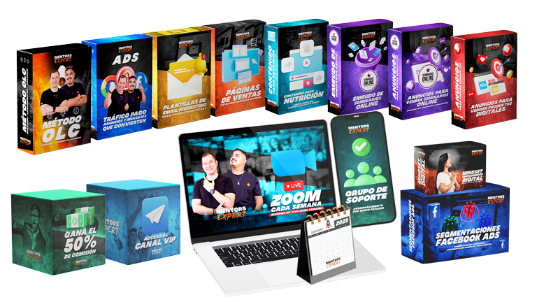 Visual de todo lo que incluye Mentoring Expert Pro