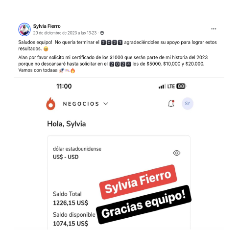 Testimonio de estudiante con captura de ingresos